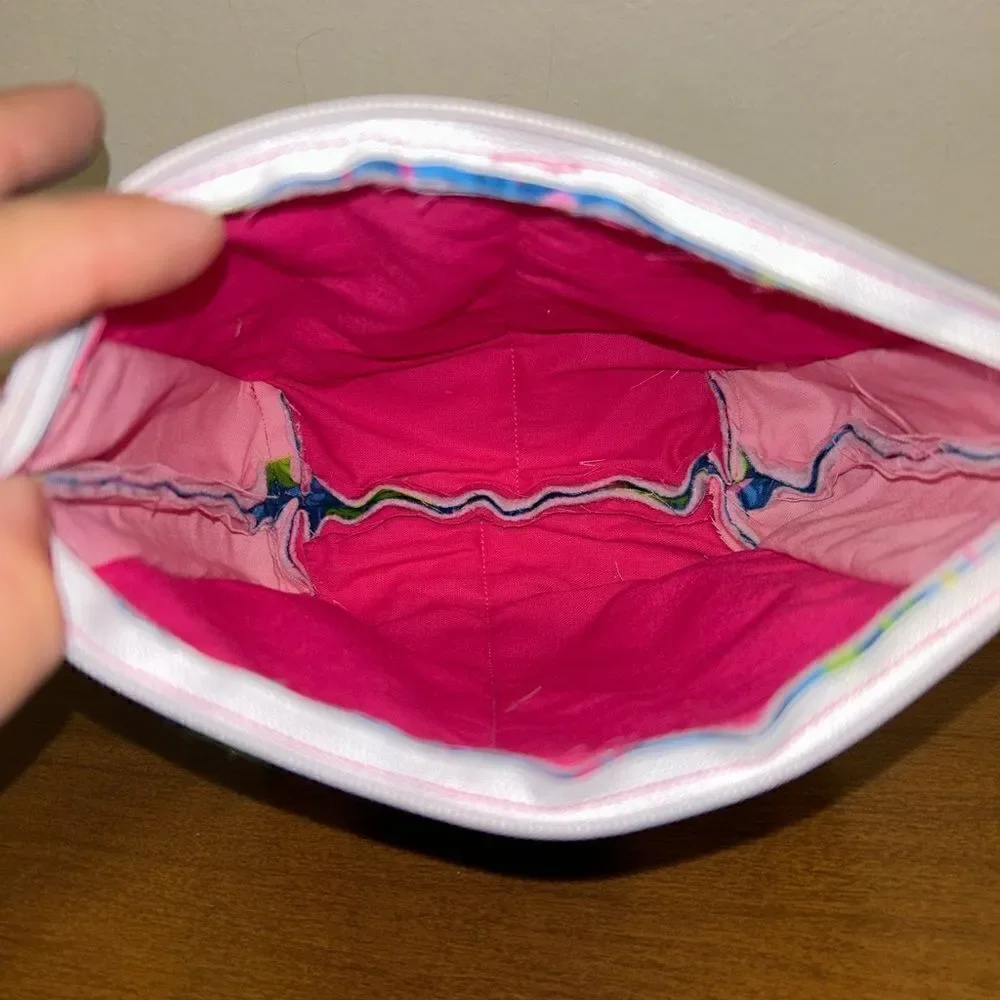 Quilted tropical makeup bag or travel bag